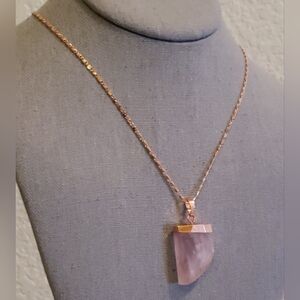 ESTRELLA & LUNA 18K Rose Gold Over Brass Chain and Rose Quartz Pendant SALE